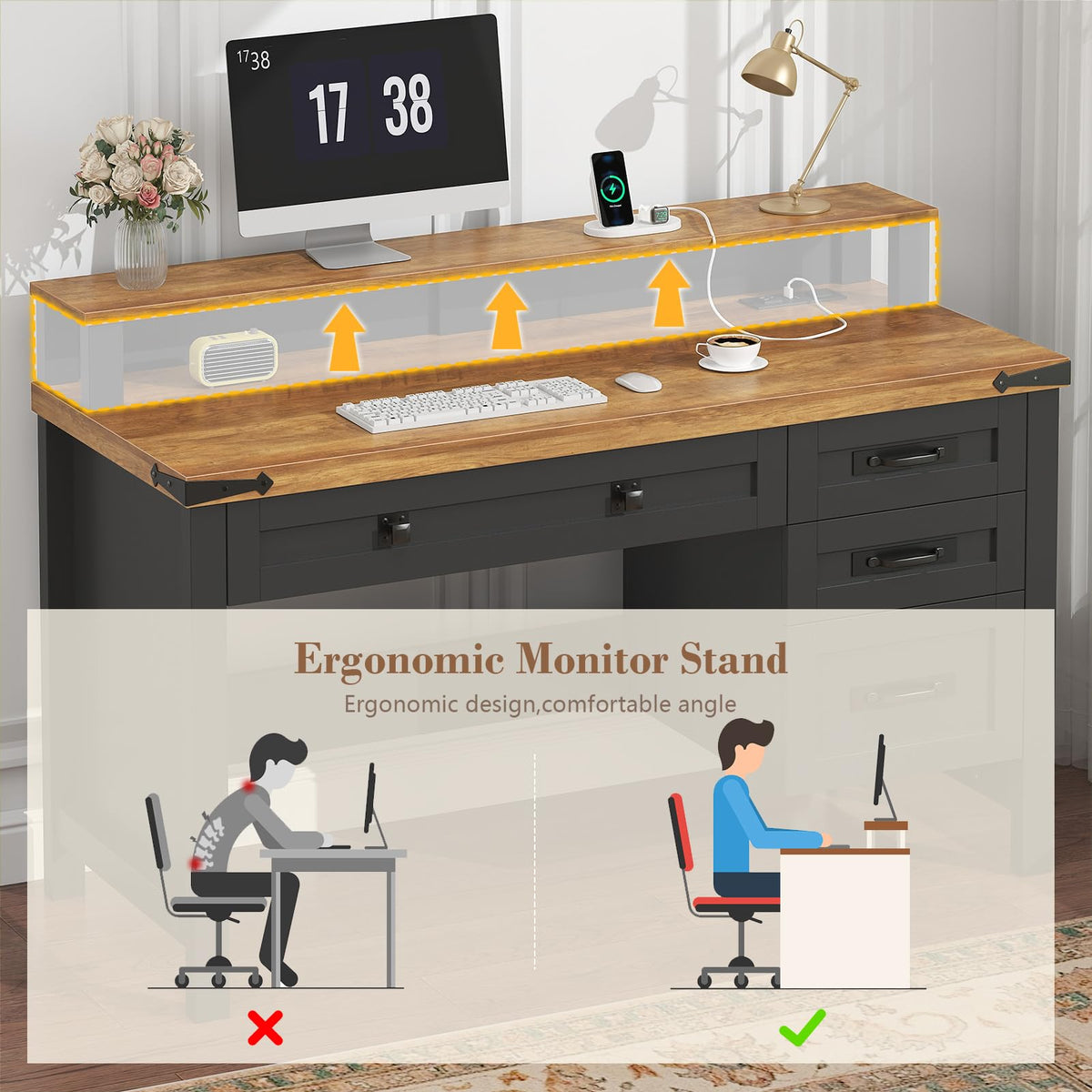 47" Computer Desk with Drawers D25621