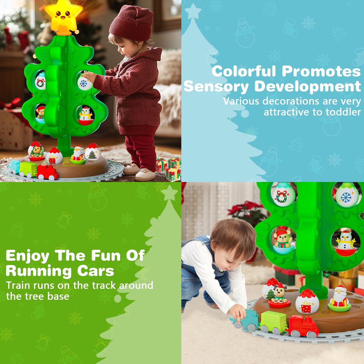 Light Up Musical Christmas Tree Toy Set with Ornaments O5643