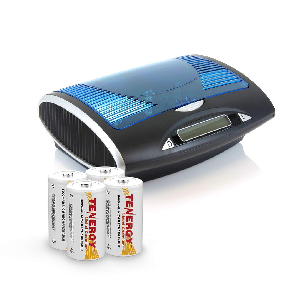 Rechargeable NiCd D Batteries and LCD Smart Charger W214