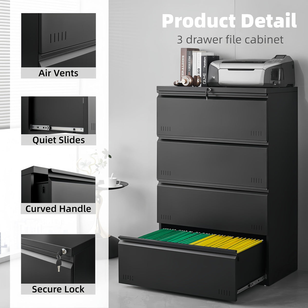 4 Drawer Metal File Cabinet with Lock Z82792