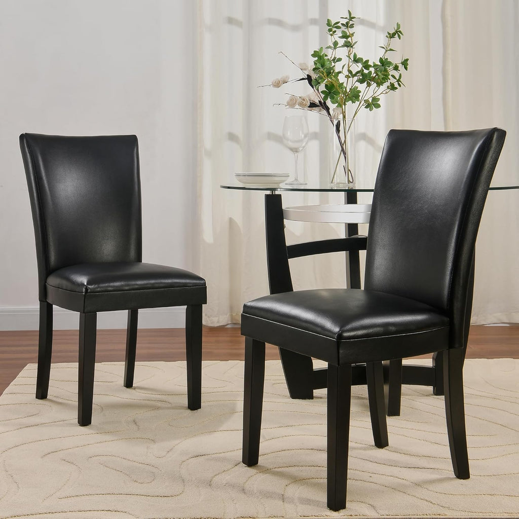 Set of 8 Black Faux Leather Upholstered Dining Chairs B444342