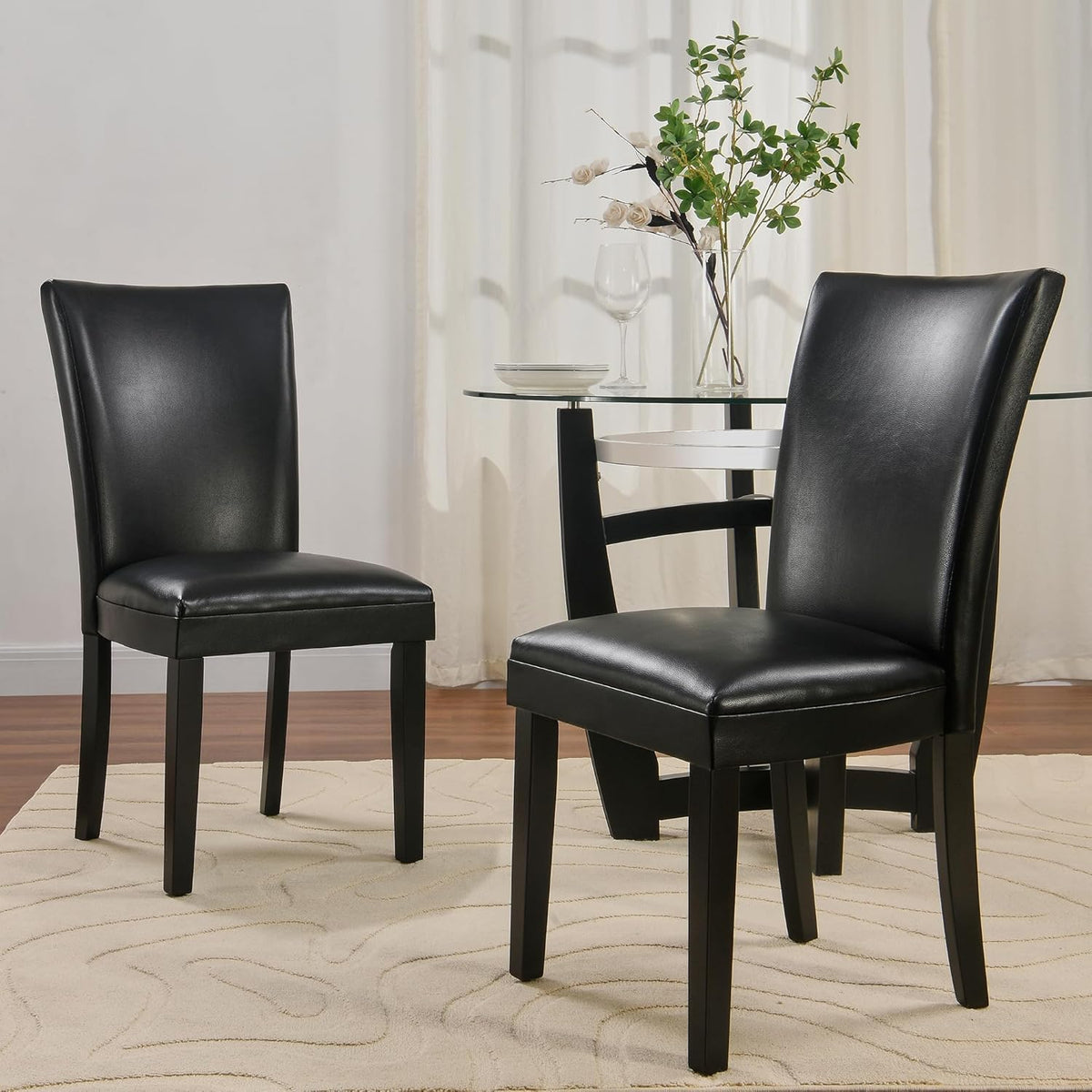 Set of 8 Black Faux Leather Upholstered Dining Chairs B444342