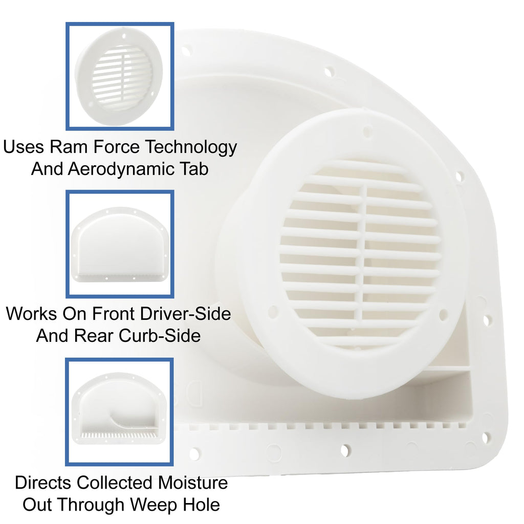 White Trailer Exterior Vent Cowl with Grill 2 Pack L4211