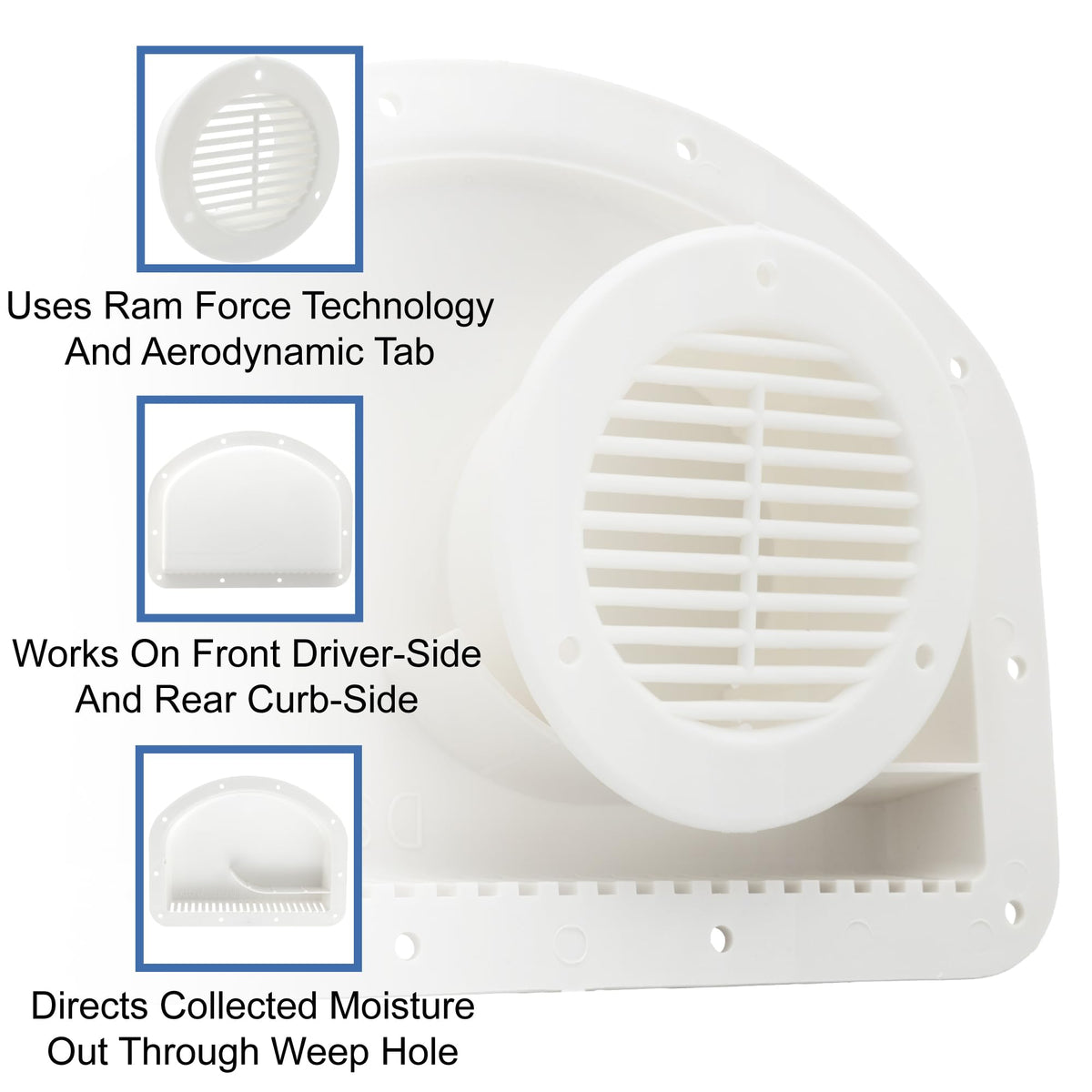 White Trailer Exterior Vent Cowl with Grill 2 Pack L4211