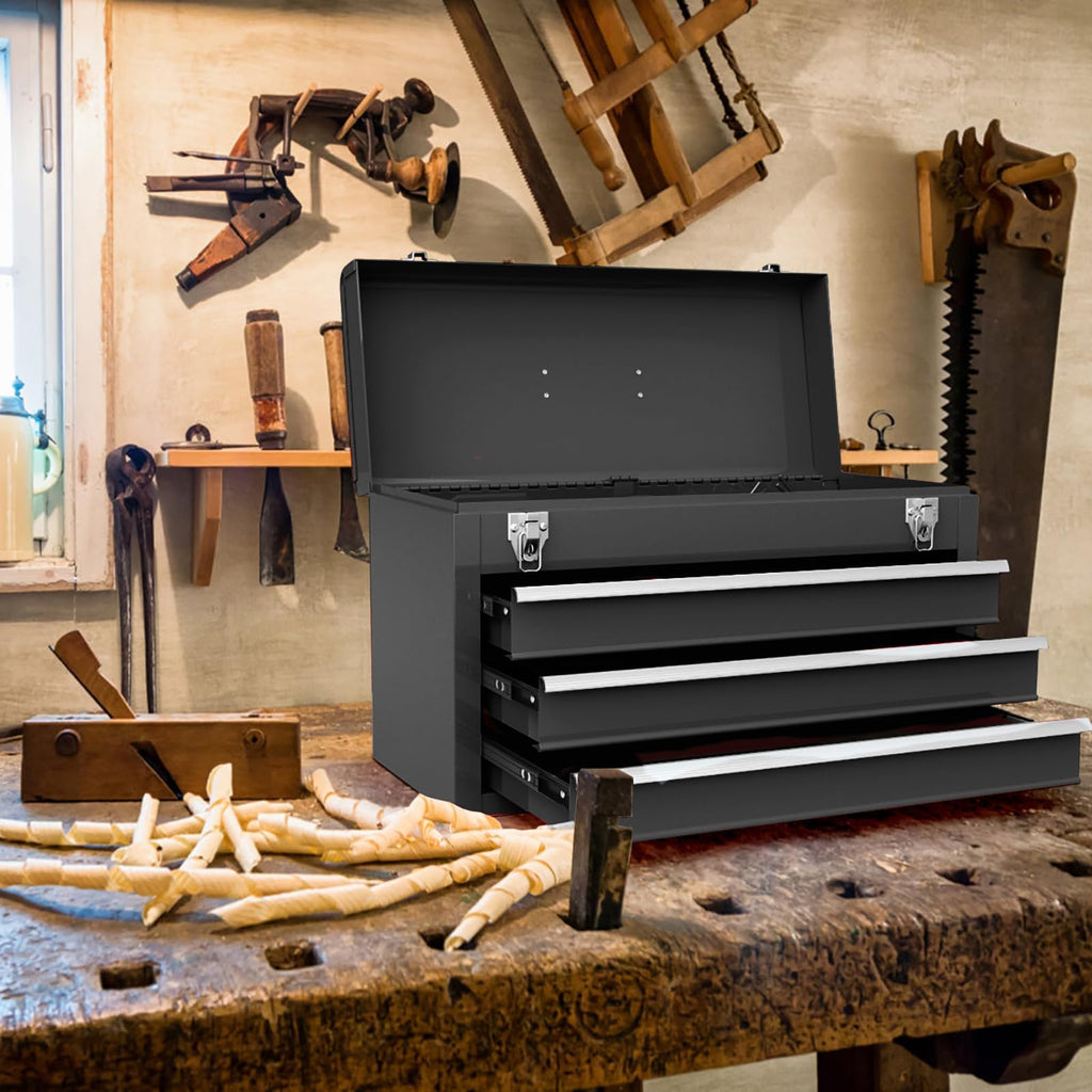Portable Metal 3 Drawer Lockable Tool Box V342