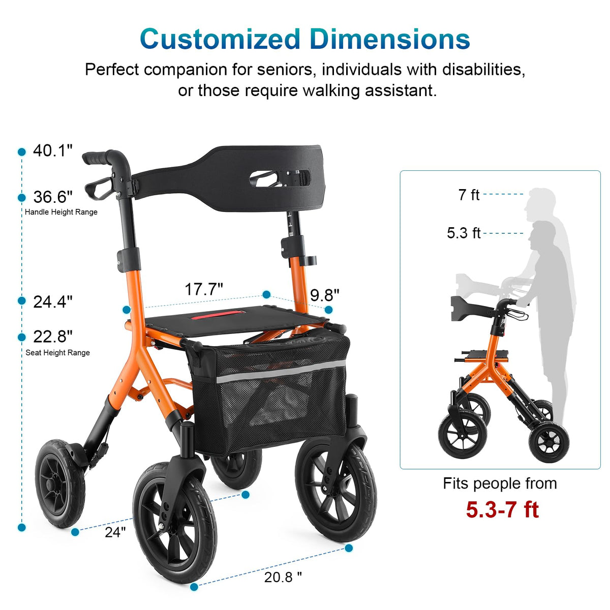 Tall Foldable Walker with Seat J51390