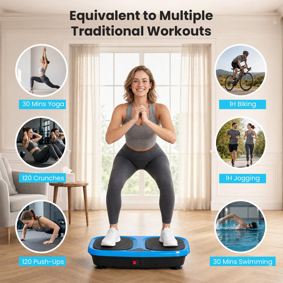 Vibration Plate Exercise Machine with Pull Ropes Q925660