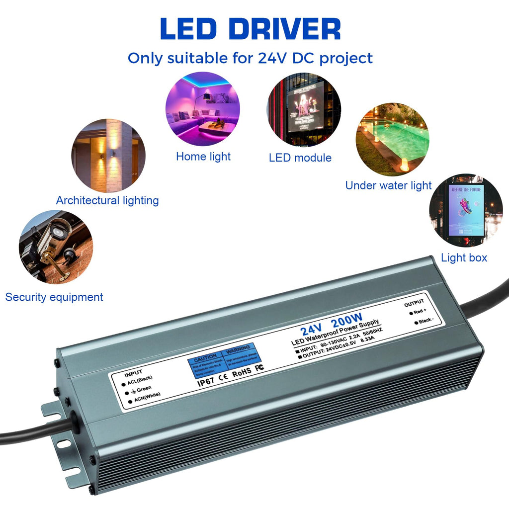 24V 200W IP67 Waterproof LED Power Supply U2228