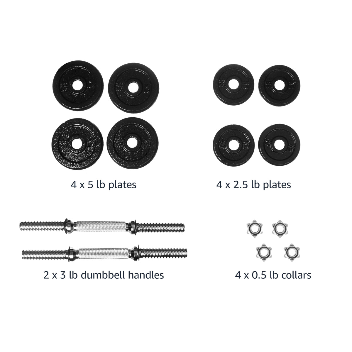 Adjustable Dumbbell Hand Weight Set with Storage Case, 38 Pounds, Black H7619