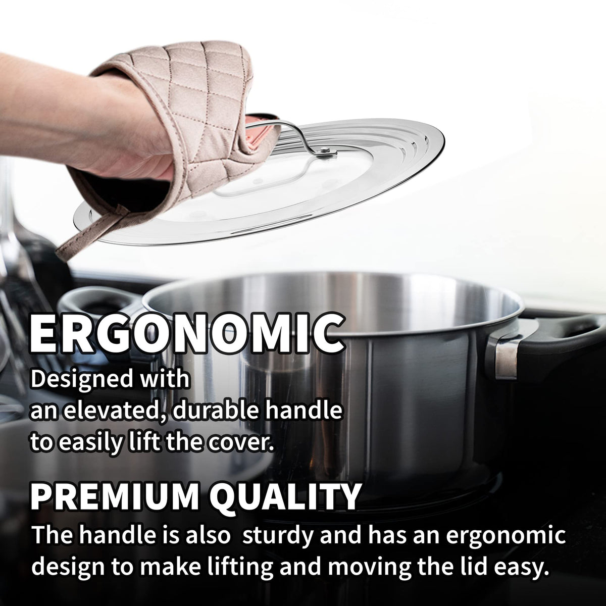 Tempered Glass Universal Lid with Steam Vent U8406