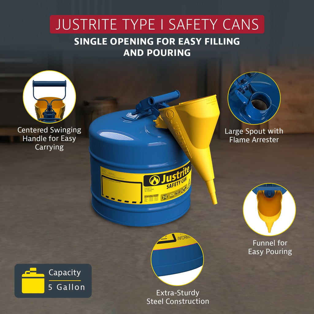 Blue Galvanized Steel Kerosene Safety Can E40454