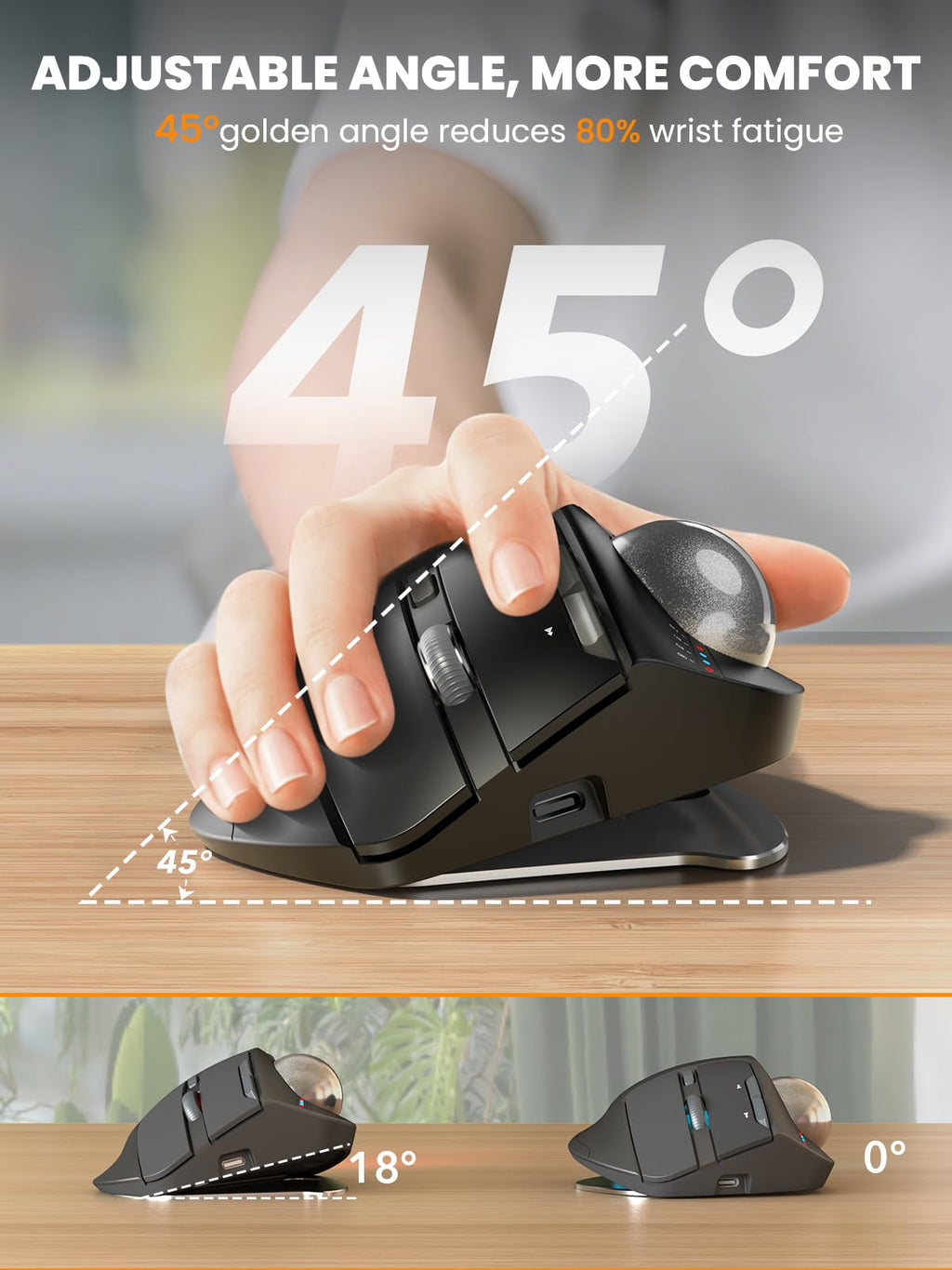 Ergonomic Wireless Trackball Mouse A352