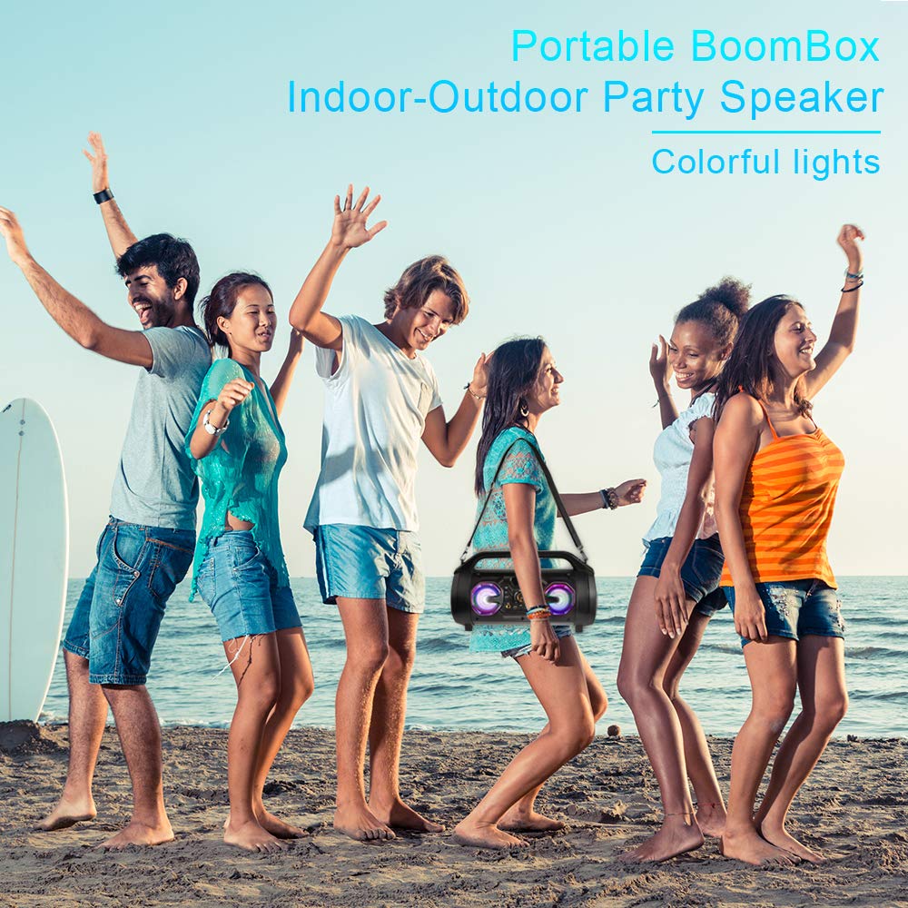 Portable Bluetooth Speaker with Subwoofer, FM Radio, RGB Lights, 30W Q8652