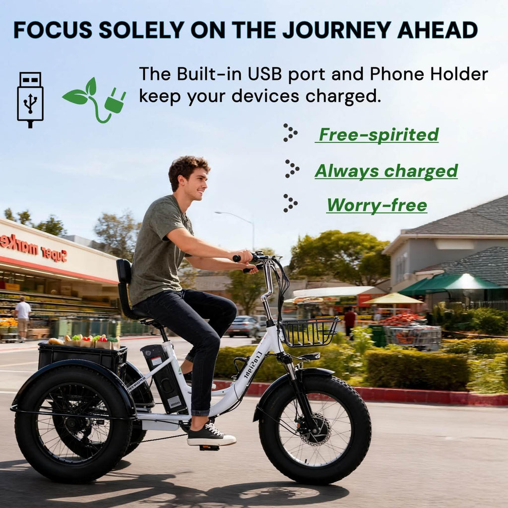 20" Fat Tire Folding Electric Tricycle 750W 48V W6972