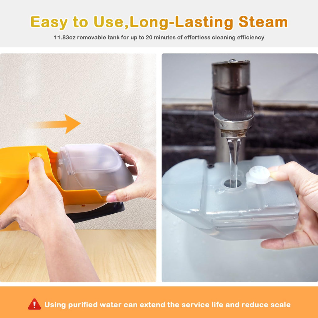 Steam Mop with 23FT Cord, 12OZ Removable Tank Q598925