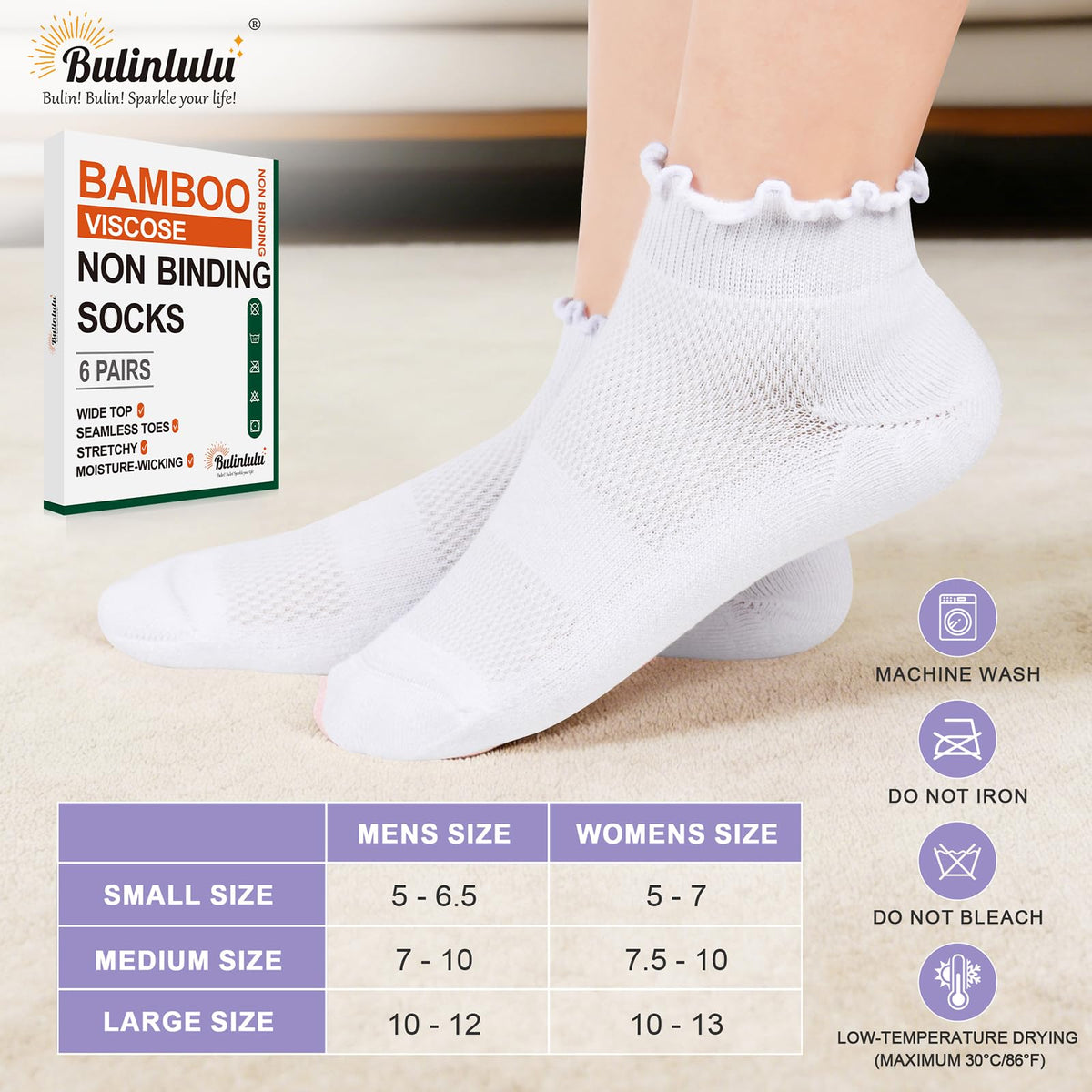 6 Pairs Low Cut Non Binding Ankle Socks V114704