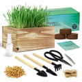 Non-GMO Wheatgrass Cat Grass Kit with Wood Planter Soil & Tools 17-Piece Set O33677