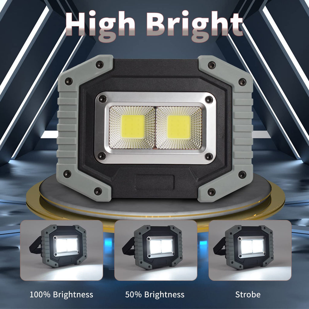 LED Work Light 2-Pack 30W 1500LM Portable Rechargeable Magnetic Base N7372