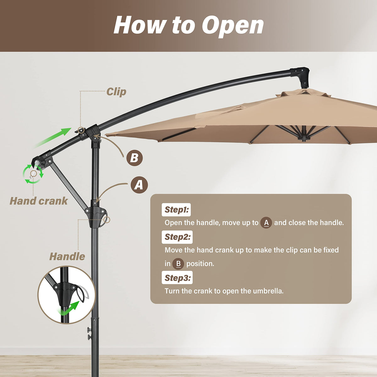 9.8ft Blue Offset Cantilever Patio Umbrella with Crank & Cross Base H1611