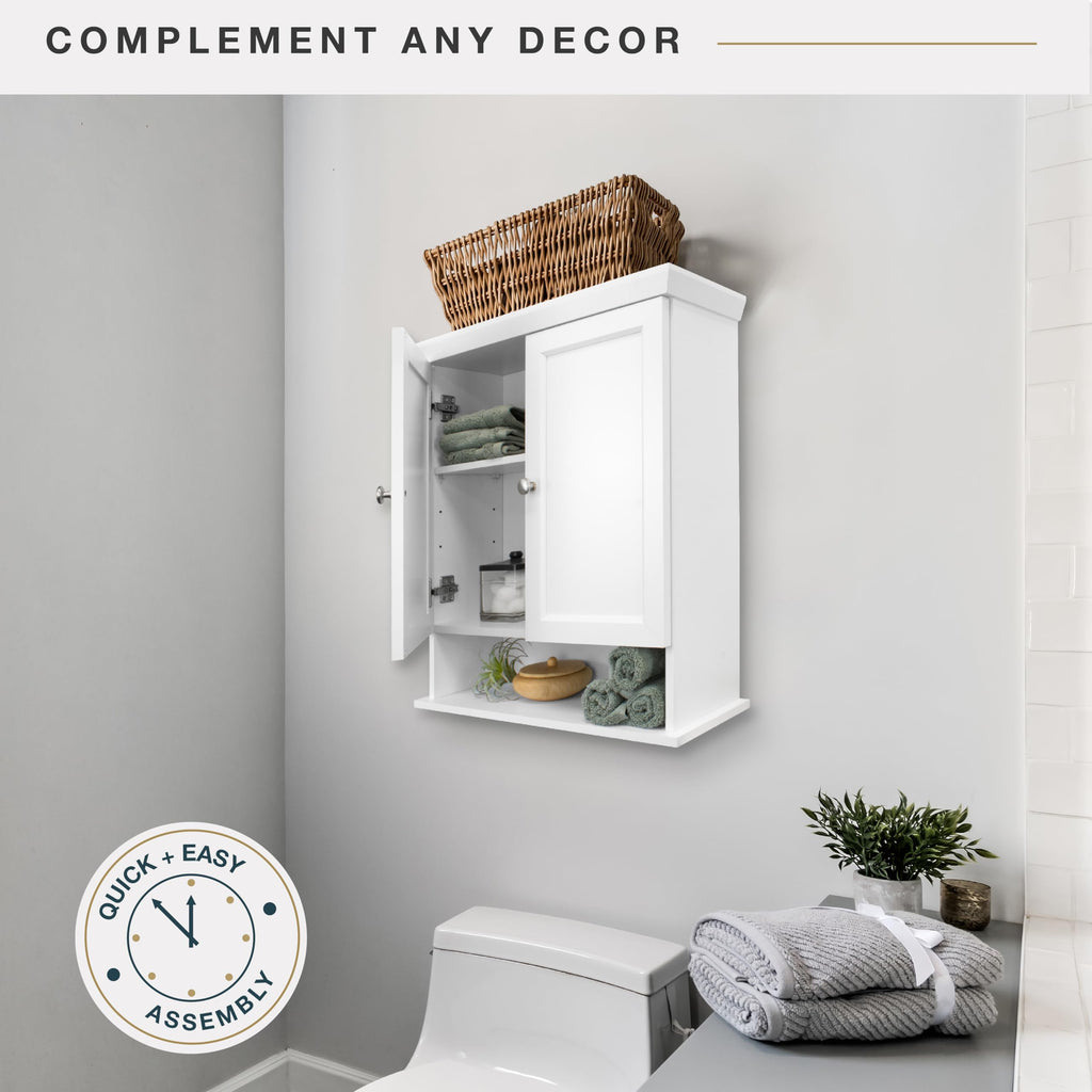White Wall Mounted Medicine Cabinet Organizer T53054