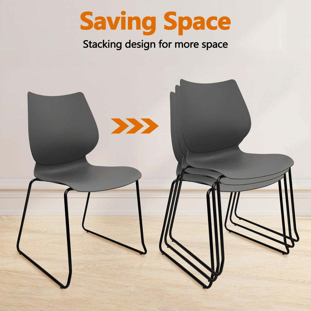Grey Stacking Plastic Office Chairs Set of 12 X901217