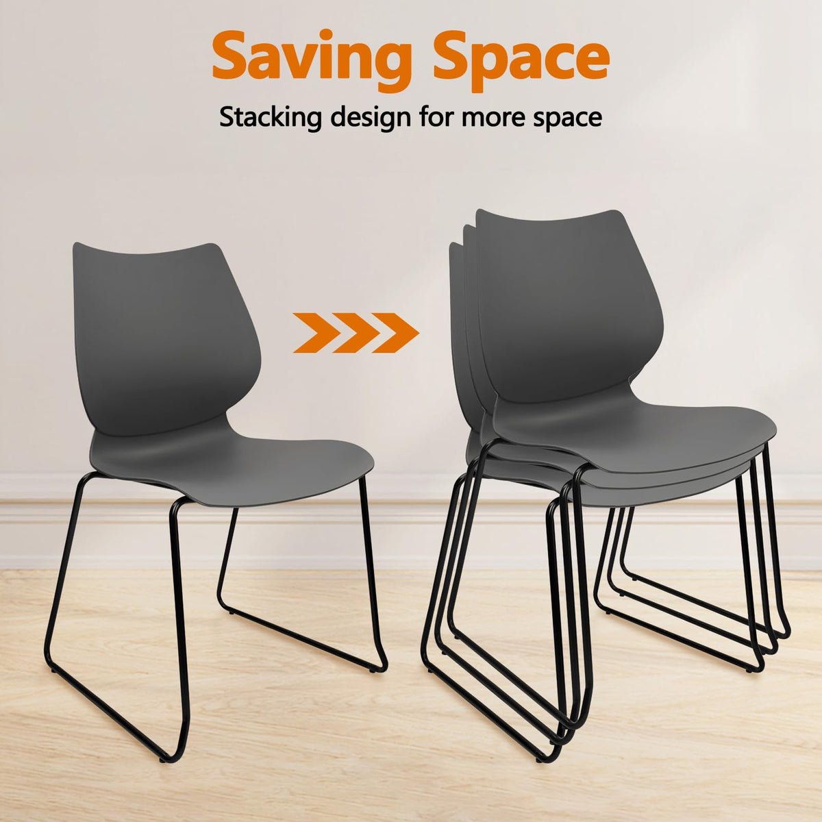 Grey Stacking Plastic Office Chairs Set of 12 X901217