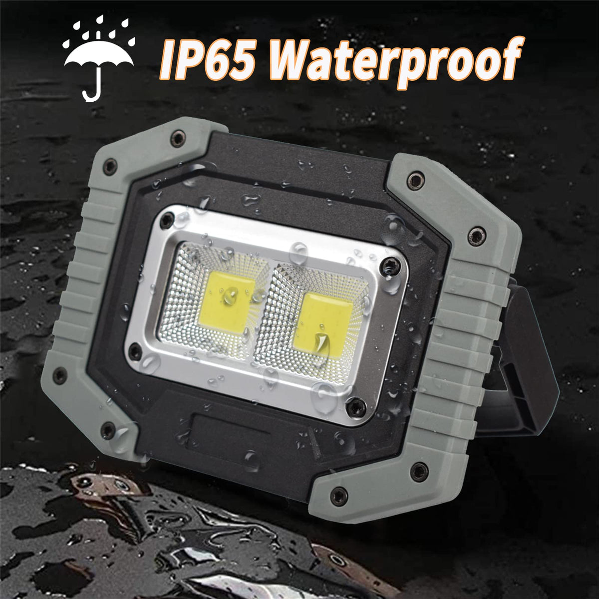 LED Work Light 2-Pack 30W 1500LM Portable Rechargeable Magnetic Base N7372
