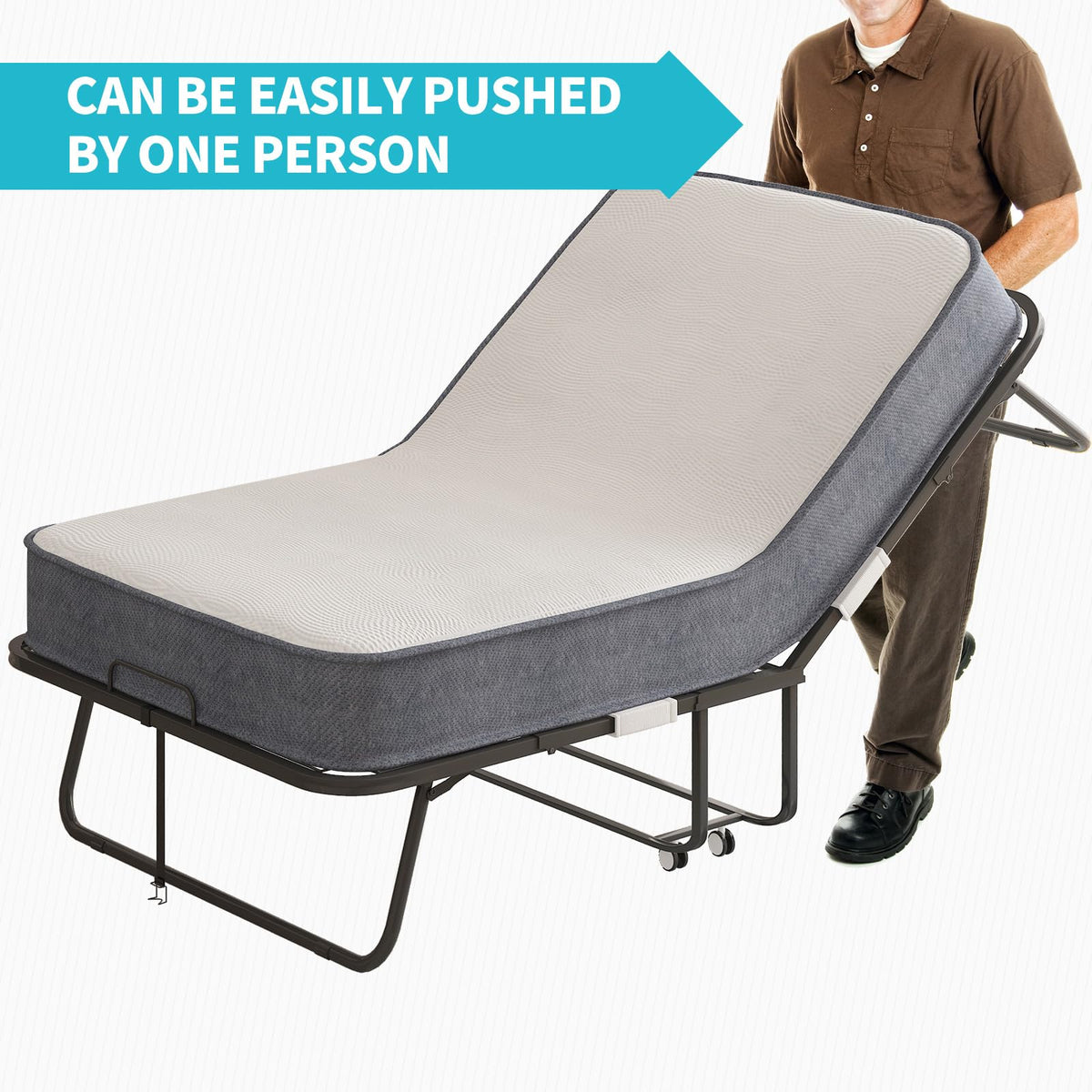 Twin Size Folding Bed with 4 Inch Foam Mattress Q563