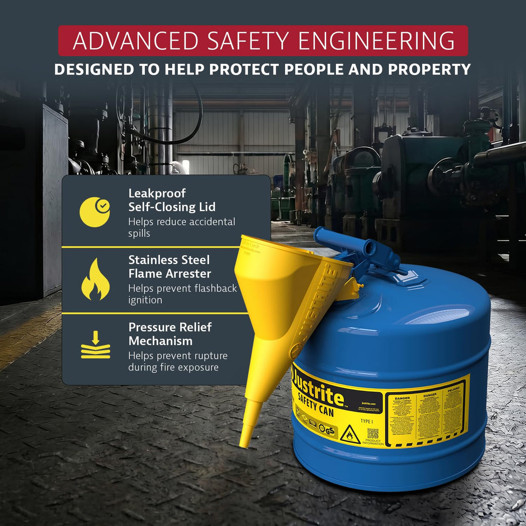 Blue Galvanized Steel Kerosene Safety Can E40454