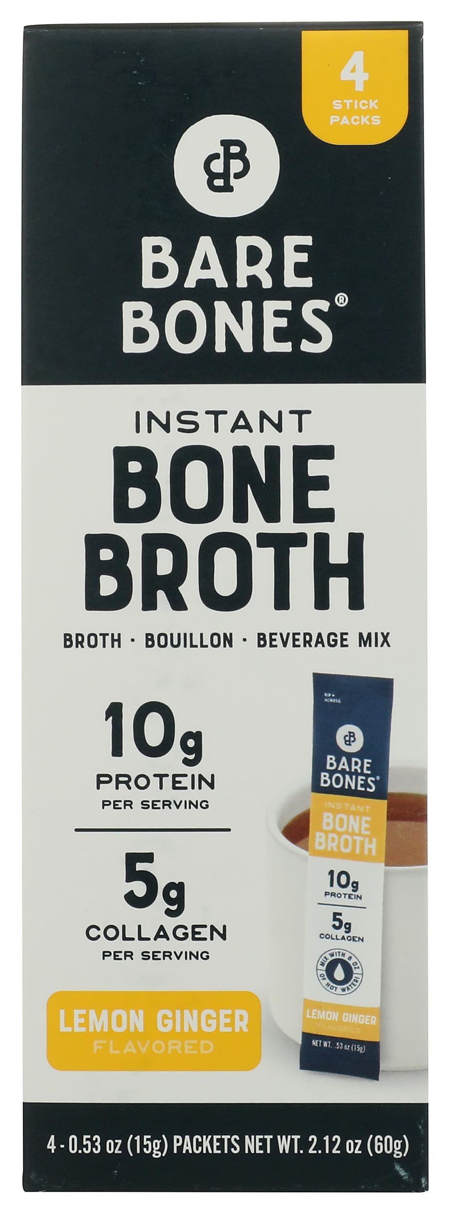Lemon Ginger Bone Broth Powdered Mix Packets 4 Pack Z55947