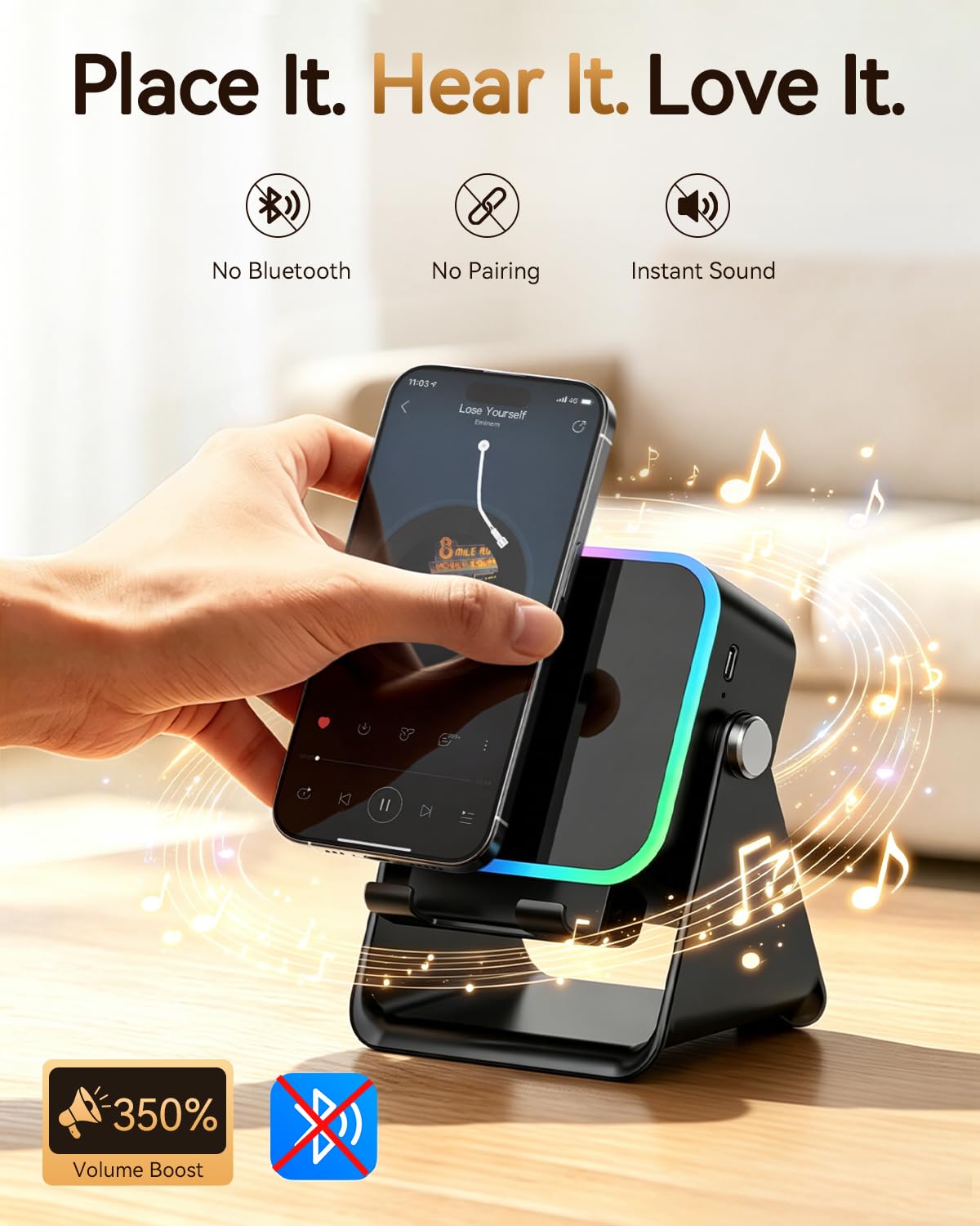 Wireless Induction Speaker with Phone Stand F200