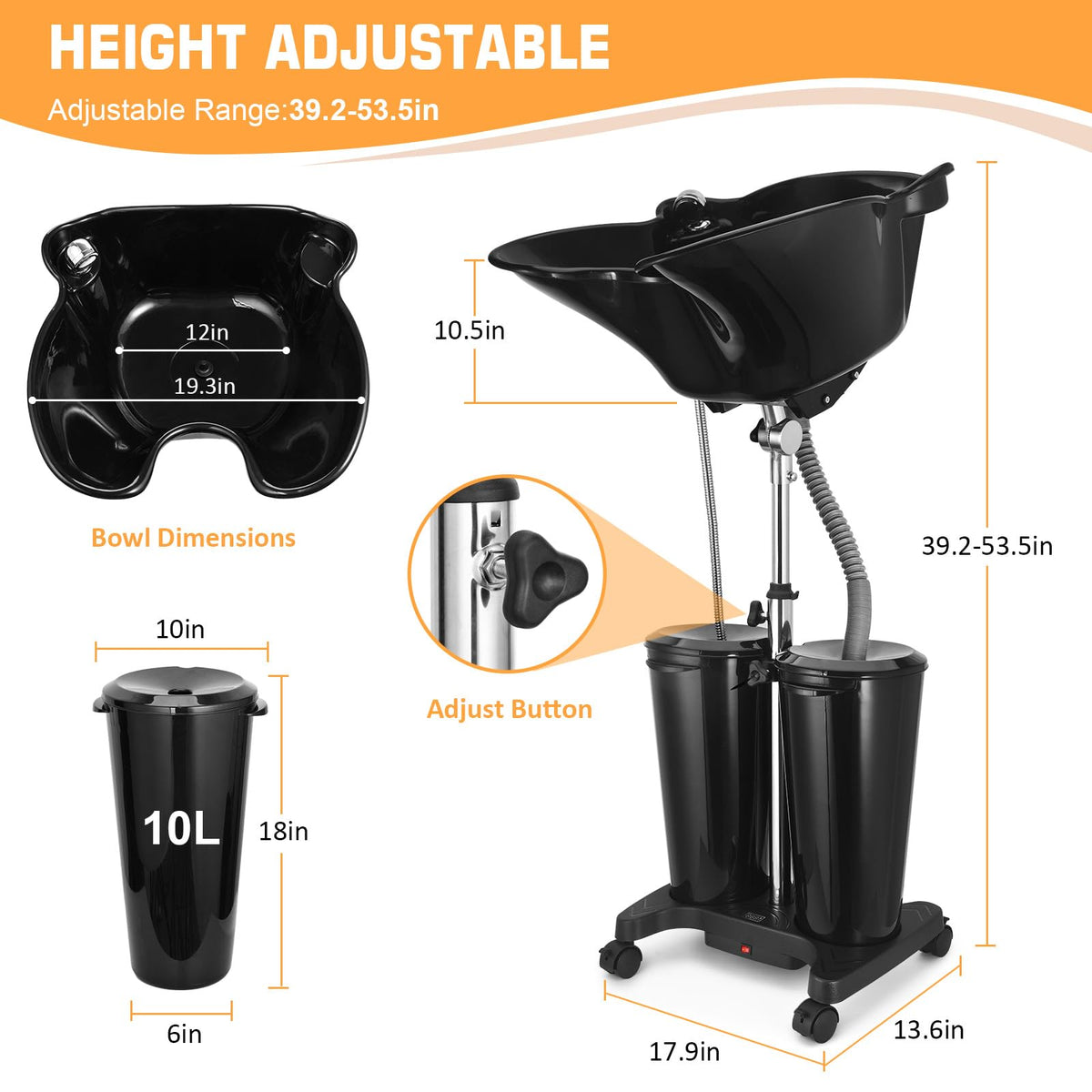 Portable Shampoo Bowl with Electric Pump G777830