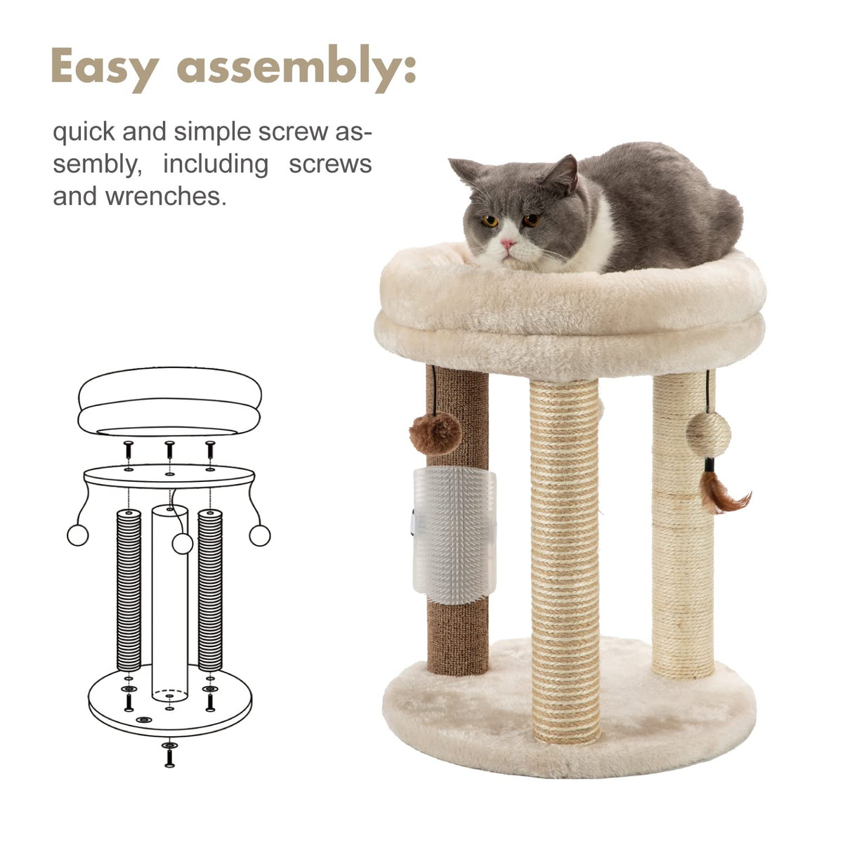 Small Cat Tree with Scratching Post and Soft Bed D24041