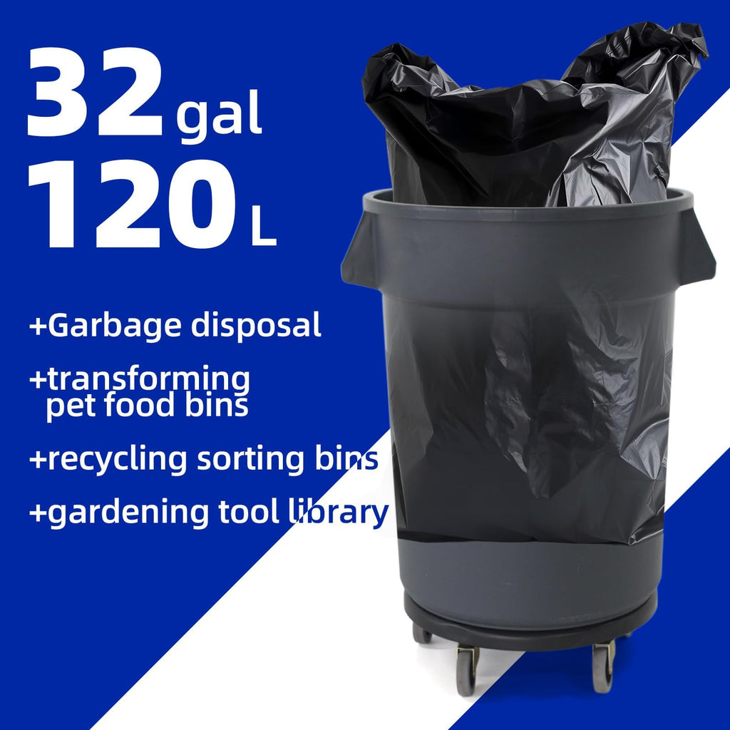 32 Gallon Grey Outdoor Trash Can with Lid and Wheels Q690