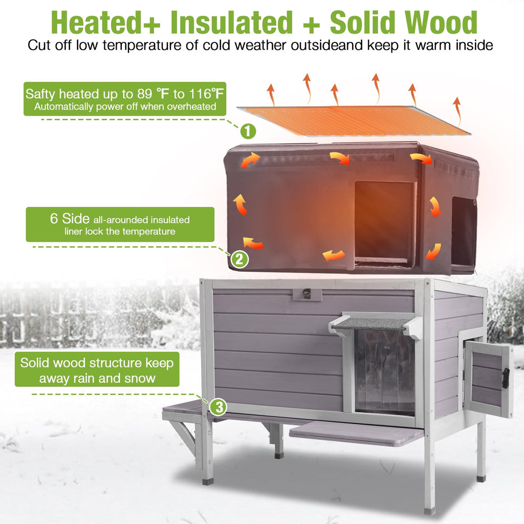 Heated Insulated Weatherproof Outdoor Cat House R120