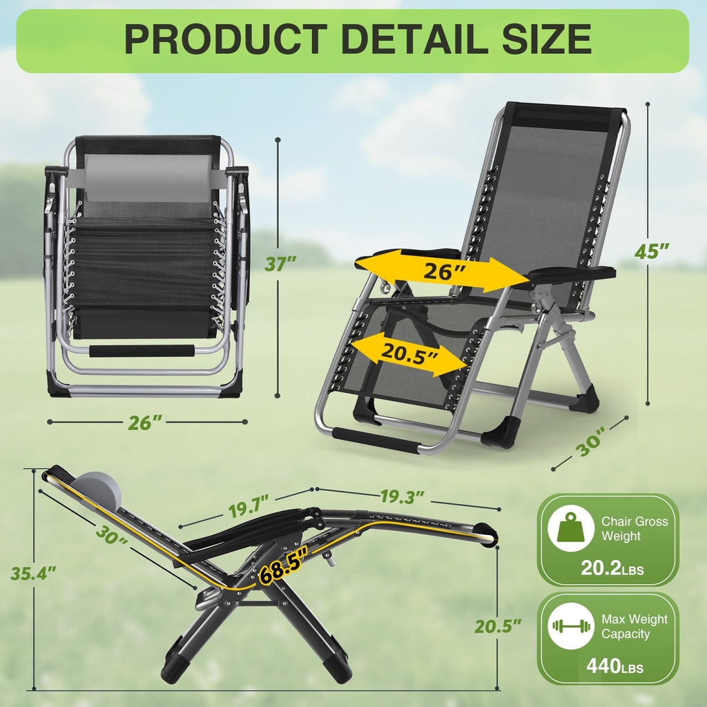 Zero Gravity Reclining Camping Lounge Chair with Cup Holder Z27868