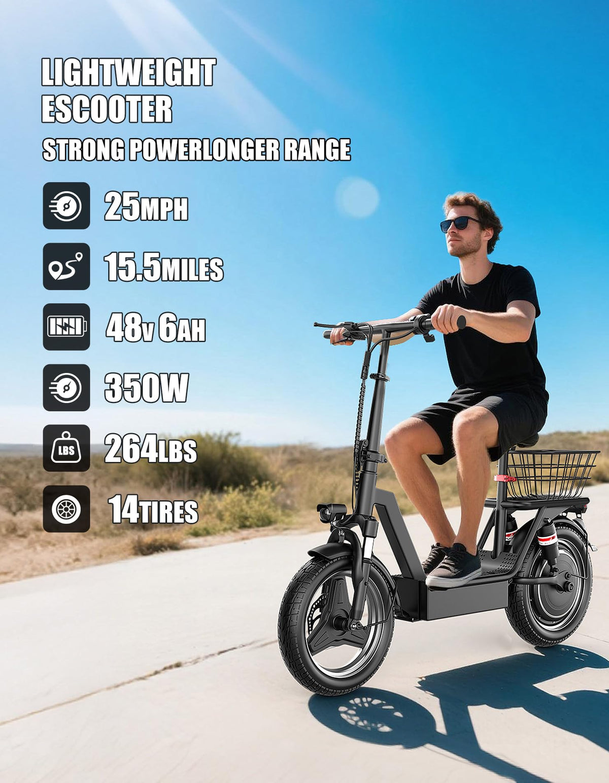 Foldable Electric Scooter with Seat G183364