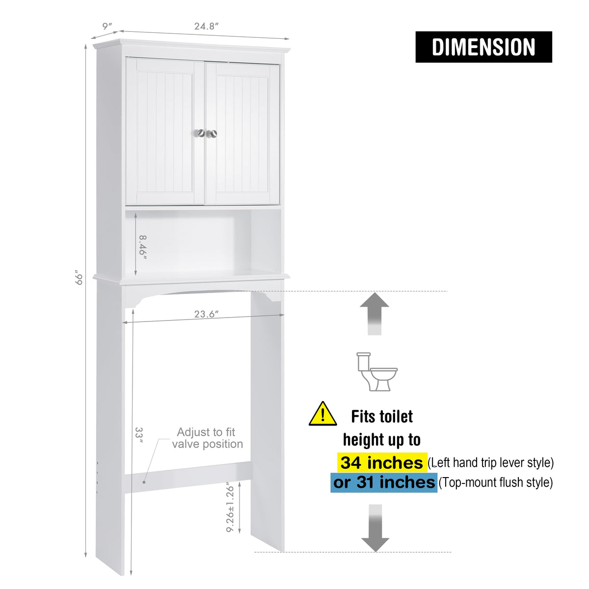Over The Toilet Storage Cabinet with Doors B1370