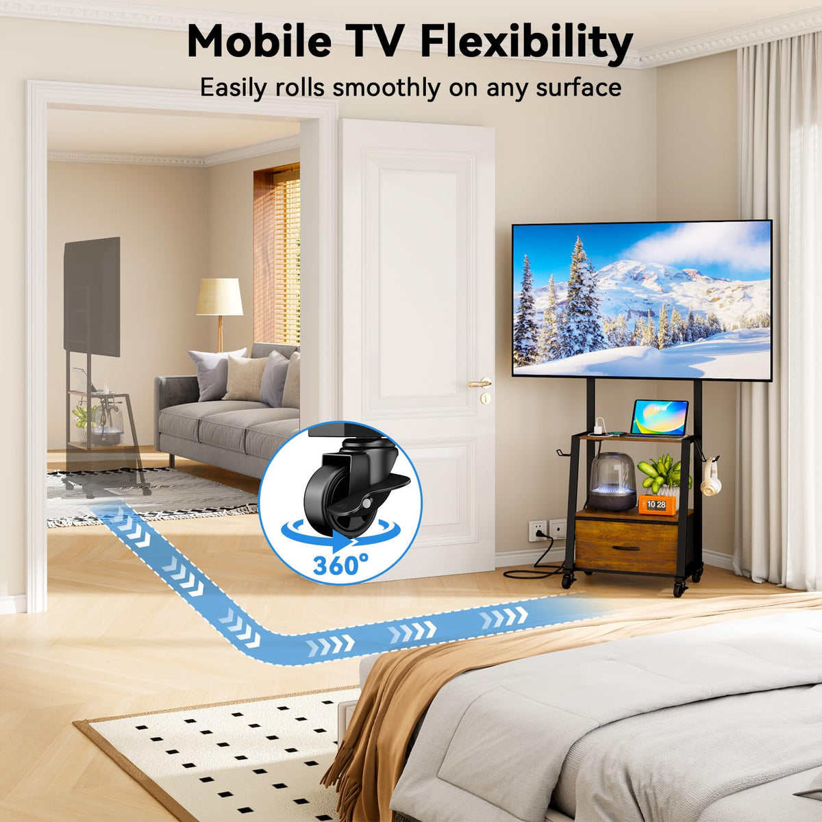 Rolling TV Stand on Wheels for 32-55 Inch TVs C535704