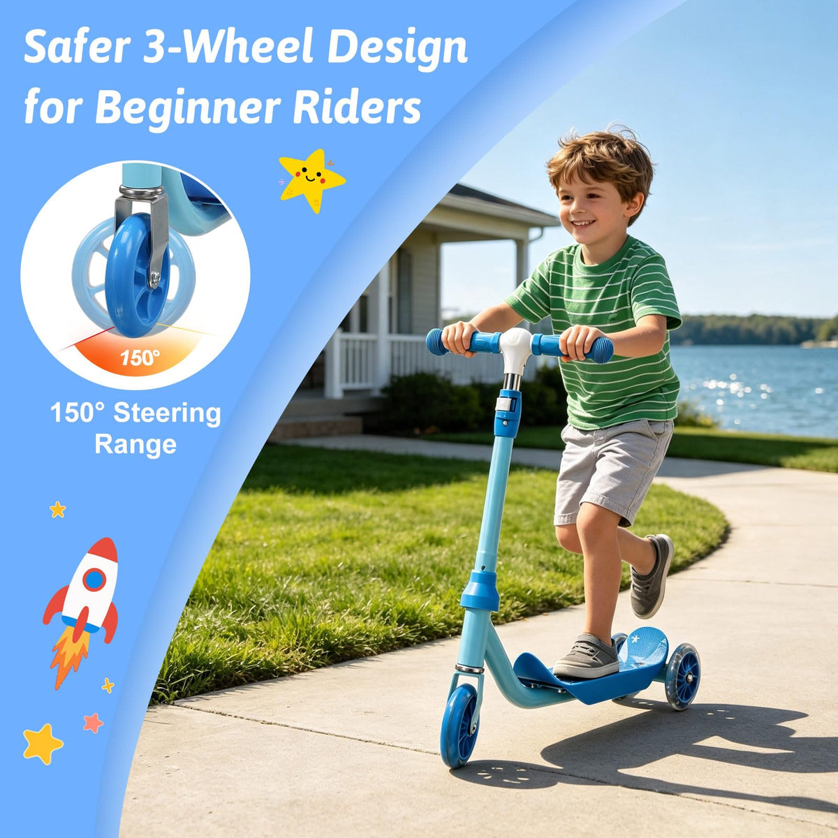 3-Wheel Kids Scooter Ages 2-7 Blue R488679