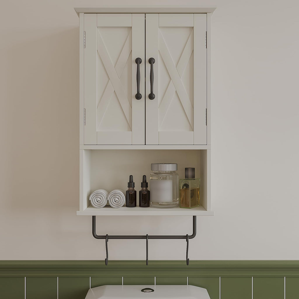 Small Medicine Cabinet with Towel Bar and 3 Hooks L331