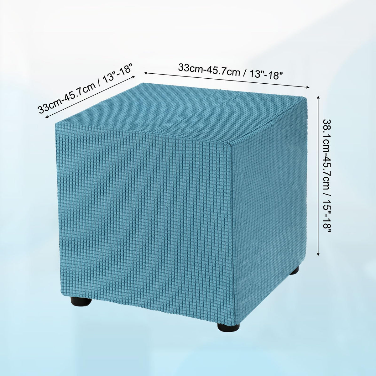 Teal Stretch Polyester Ottoman Cover A93537
