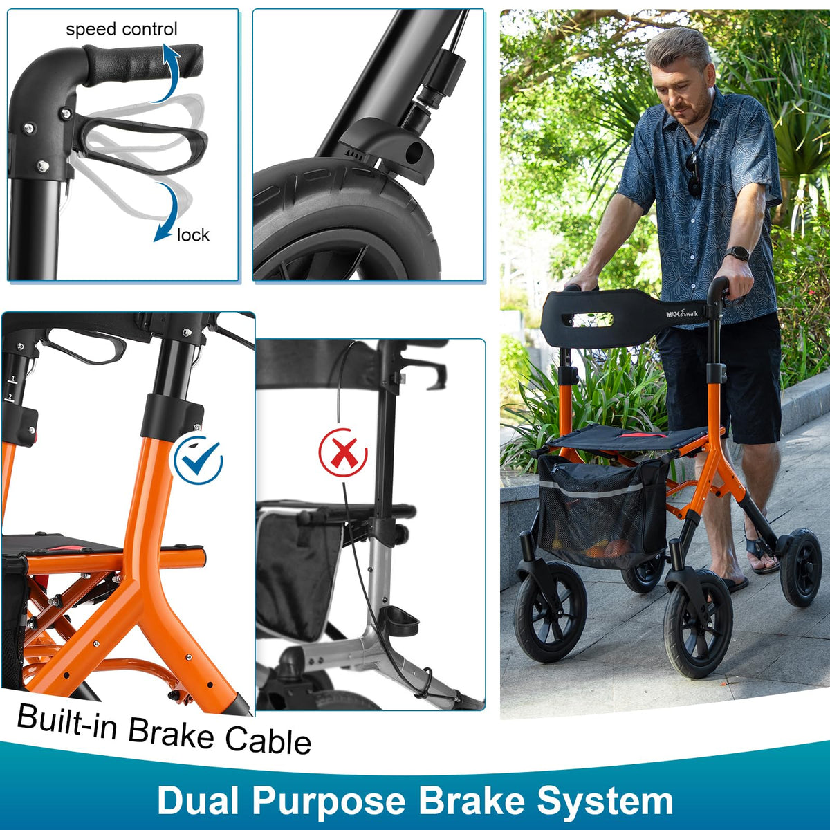 Tall Foldable Walker with Seat J51390