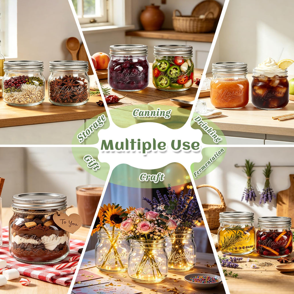 16 oz 12 Pack Wide Mouth Mason Jars with Lids H161543