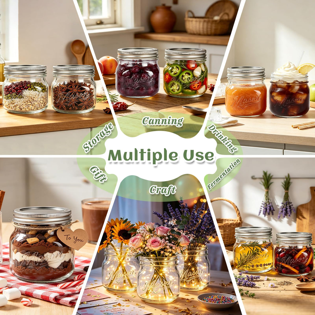16 oz 12 Pack Wide Mouth Mason Jars with Lids H161543