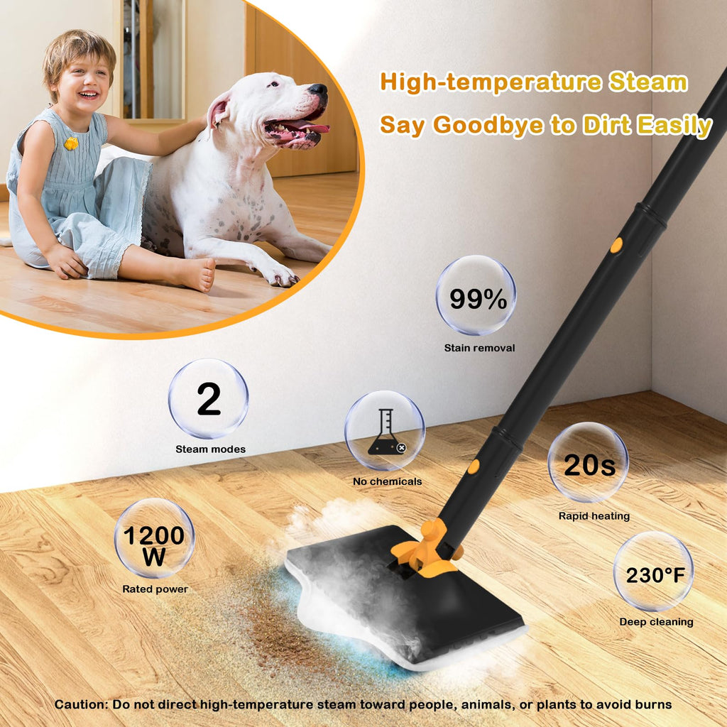 Steam Mop with 23FT Cord, 12OZ Removable Tank Q598925