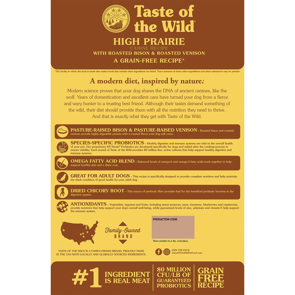 High Prairie Adult Dry Dog Food Roasted Bison 28lb J45802