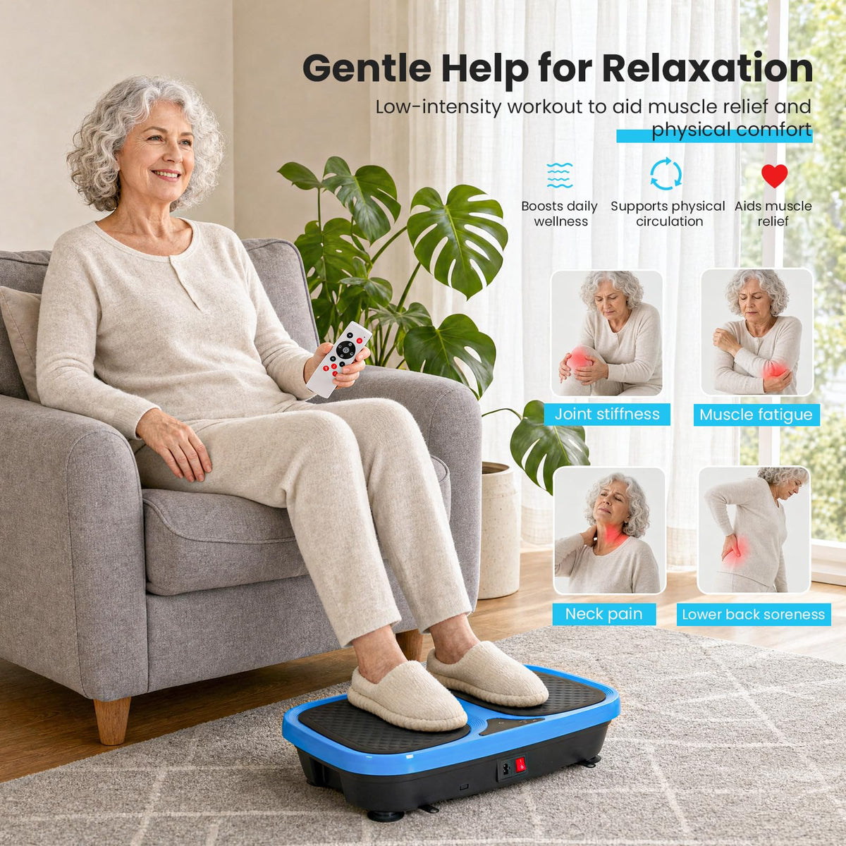 Vibration Plate Exercise Machine with Pull Ropes Q925660