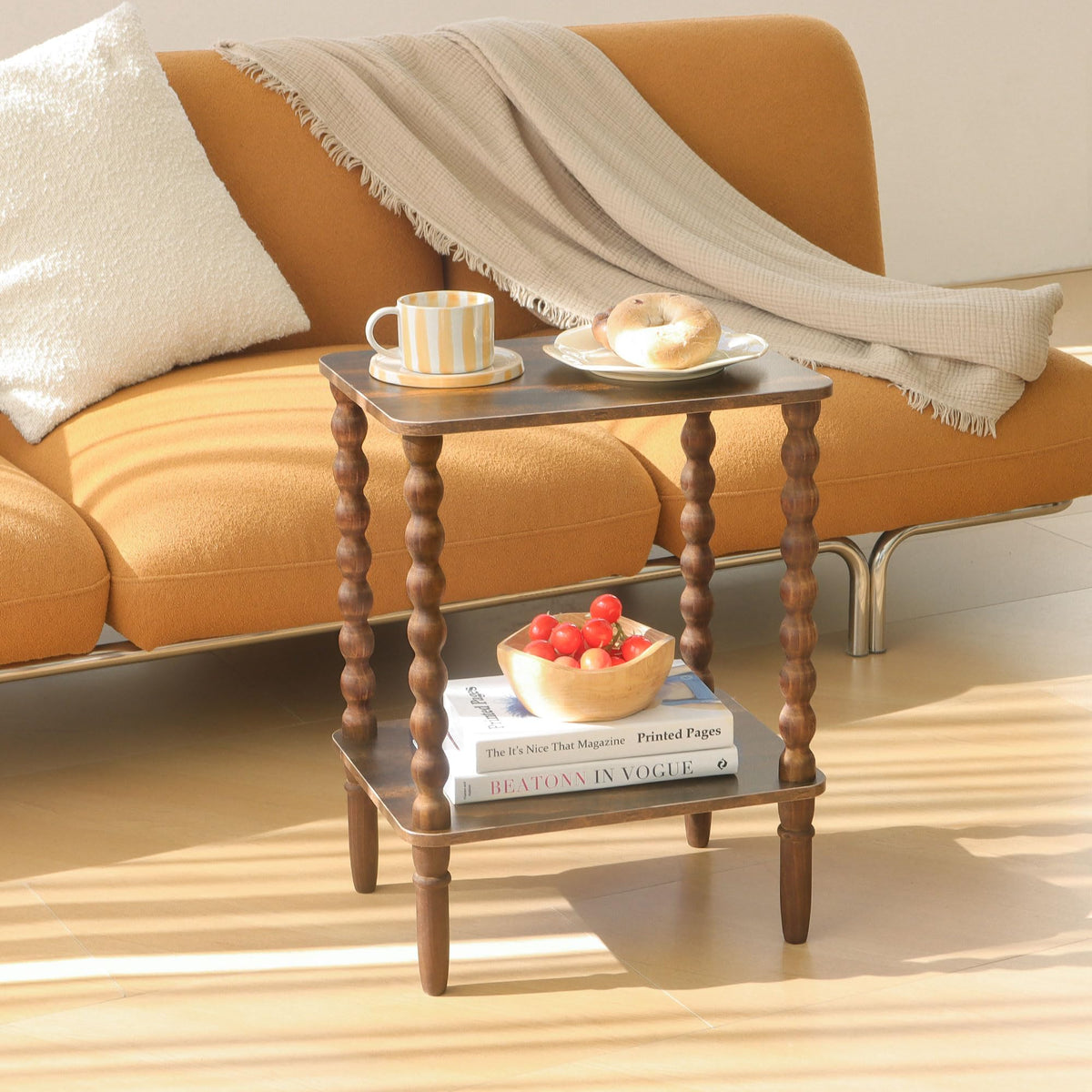 Side Table with 2-Tier Shelf F9225