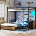 Twin Over Full Bunk Bed with Desk & 4 Storage Drawers, Black F452